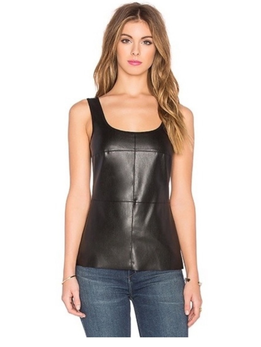 Bailey 44 Fonda Faux-Leather Front Tank Top,